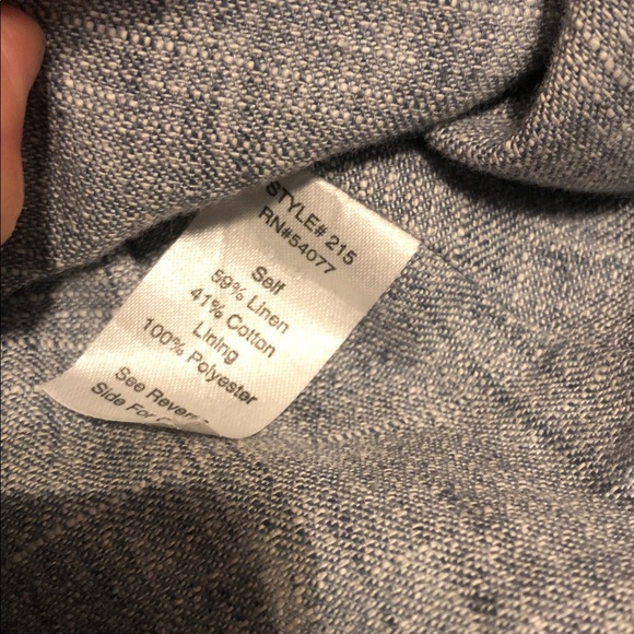 CAbi 215 Linen Beach Walk Blazer Light Blue Slate Gray Sz 12 - Picture 7 of 7